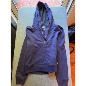 Sync Performance Navy Blue Quarter Zip Hoodie 100% Cotton Women Small